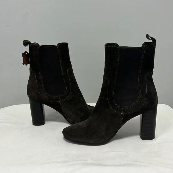 Gem's Chelsea high heel boots in brown leather pull on suede size 39 NWT - Picture 8 of 11
